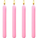 Set 4 Lumanari, Embo, pentru Suport de Masa, Fara Miros si Fum, din Parafina, 2.2 x 25 cm, Roz - imagine 5