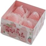 Set 4 Lumanari Parfumate, Embo, Model Capsunici, Ardere 30 min, 52g, 6.3 x 6.3 x 3.8 cm, Roz