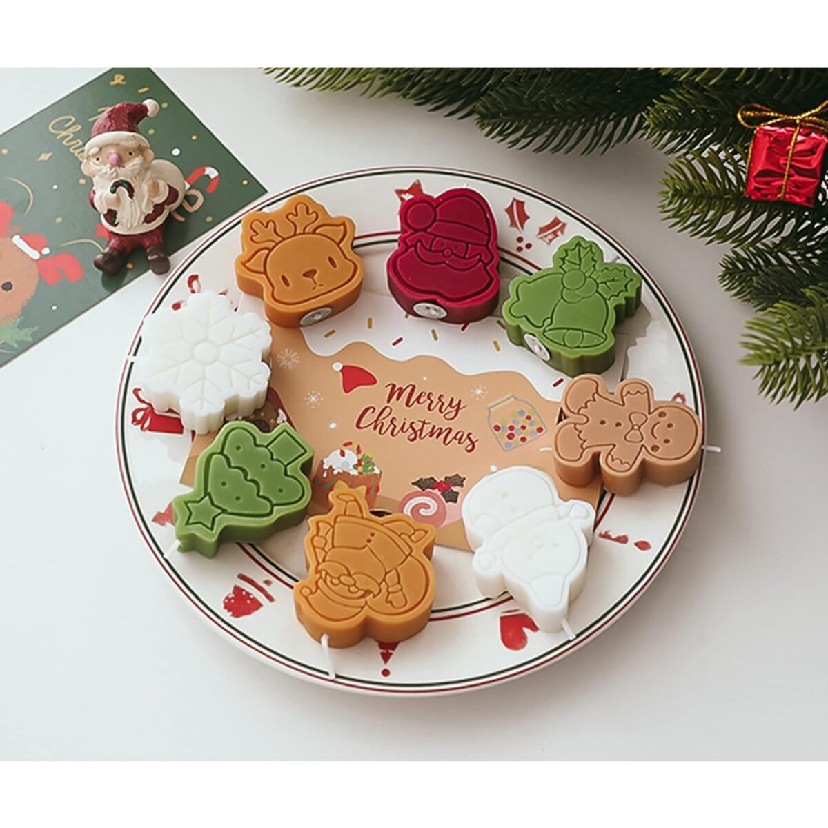 Set 4 Lumanari Parfumate, Embo, Model Craciun, din Parafina, 10.2 x 9.1 x 2.7 cm, Multicolor - imagine 3