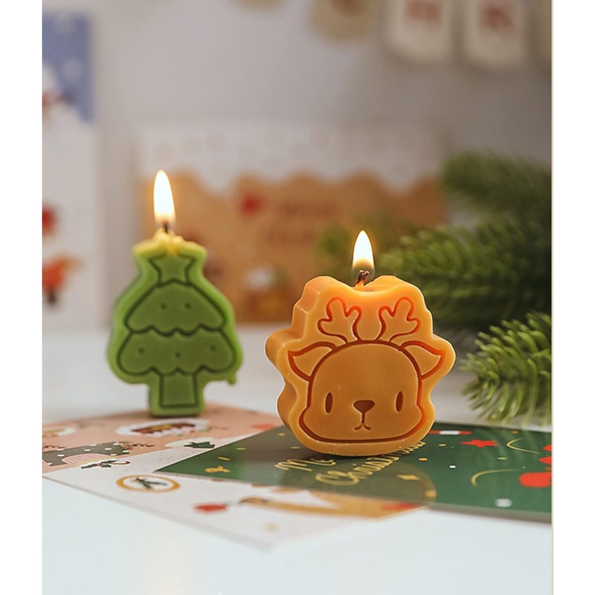 Set 4 Lumanari Parfumate, Embo, Model Craciun, din Parafina, 10.2 x 9.1 x 2.7 cm, Multicolor - imagine 5