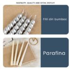 Set 4 Lumanari pentru Masa, Cina, Decor, Embo, Model Rasucit, Lungime 25 cm, Auriu - imagine 4