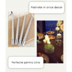 Set 4 Lumanari pentru Masa, Cina, Decor, Embo, Model Rasucit, Lungime 25 cm, Negru - imagine 3