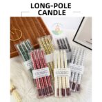 Set 4 Lumanari pentru Masa, Cina, Decor, Embo, Model Rasucit, Lungime 25 cm, Rosu - imagine 2