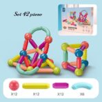 Set 42 piese magnetice de constructie, Embo, Forme geometrice, Multicolor - imagine 4