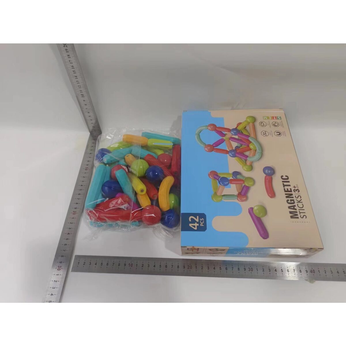 Set 42 piese magnetice de constructie, Embo, Forme geometrice, Multicolor - imagine 7