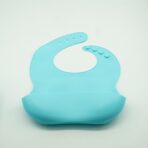 Set 5 piese diversificare bebelusi si copii din silicon Embo, baveta, farfurie compartimentata cu ventuza, bol cu ventuza, tacamuri, fara alergeni, albastru - imagine 5