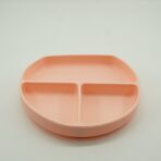 Set 5 piese diversificare bebelusi si copii din silicon Embo, baveta, farfurie compartimentata cu ventuza, bol cu ventuza, tacamuri, fara alergeni, roz - imagine 8