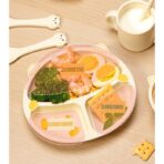 Set 5 Piese Hranire Bebelusi si Copii, Embo, din Silicon, fara BPA, de la 12 Luni, Model Pisicuta, 28 x 26 x 2 cm, Bej - imagine 4