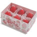 Set 6 Lumanari Parfumate, Embo, Model Capsunici, Ardere 30 min, 78g, 6.3 x 9.3 x 3.8 cm, Rosu