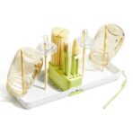Set 7 Piese de Spalat/Uscat Biberoane, Embo, Portabil, Peri de Silicon, pentru Tetine, Suzete, Biberoane, Paie, Cutie Inclusa, 16.8 x 12 x 5 cm, Model Panda, Verde - imagine 4