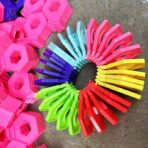 Puzzle pentru copii, Embo, fidget loop, functie stivuire, bucle, decompresie, curcubeu, 20 cm - imagine 3