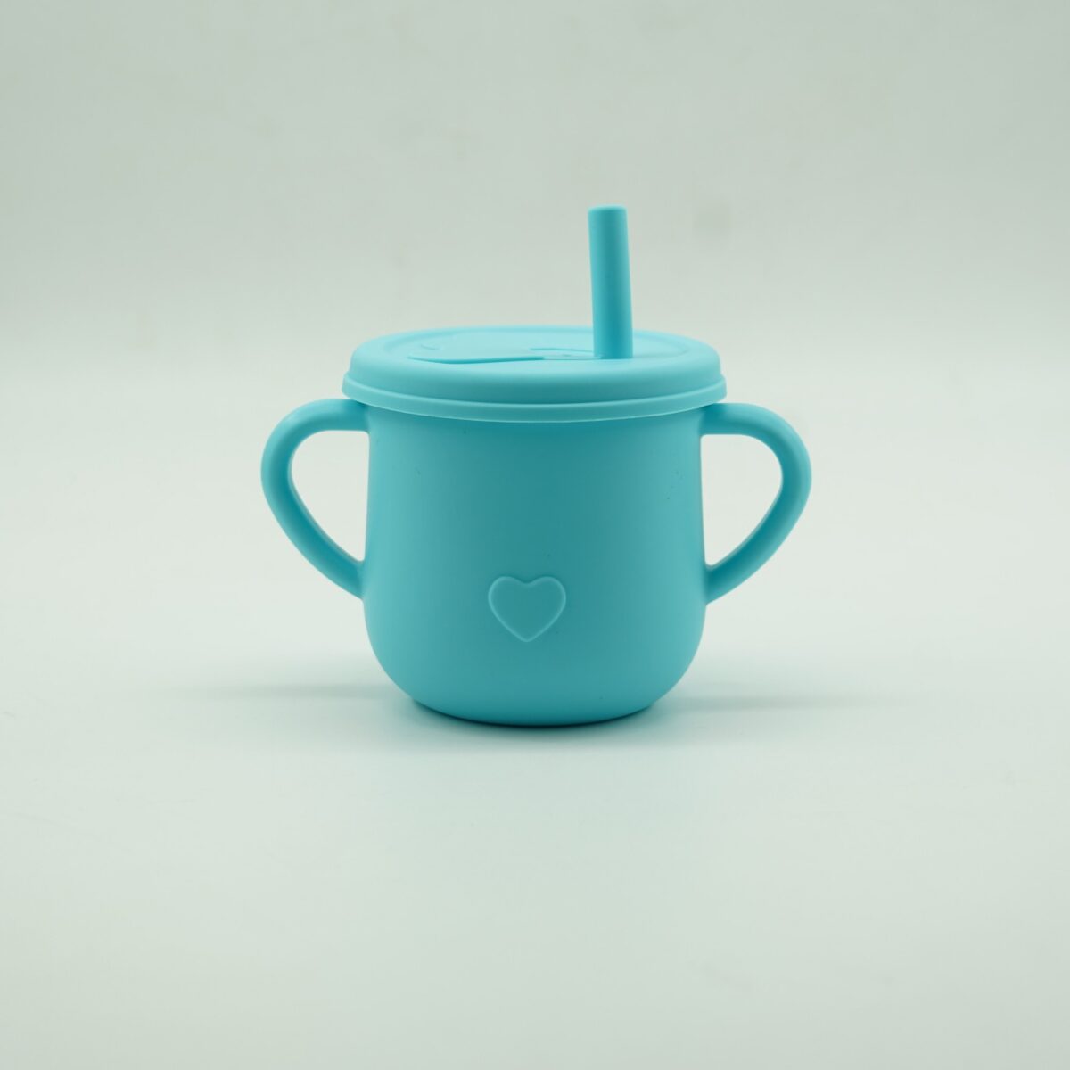 Set 8 piese diversificare bebelusi si copii din silicon Embo, baveta, farfurie compartimentata cu ventuza, bol cu ventuza, tacamuri din lemn si silicon, cana pentru gustari, fara alergeni, albastru - imagine 3