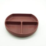 Set 8 piese diversificare bebelusi si copii din silicon Embo, baveta, farfurie compartimentata cu ventuza, bol cu ventuza, tacamuri din lemn si silicon, cana pentru gustari, fara alergeni, maro - imagine 7