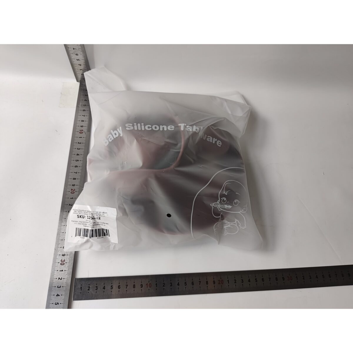 Set 8 piese diversificare bebelusi si copii din silicon Embo, baveta, farfurie compartimentata cu ventuza, bol cu ventuza, tacamuri din lemn si silicon, cana pentru gustari, fara alergeni, maro - imagine 8