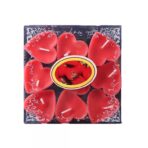 Set 9 Lumanari in Forma de Inima, Embo, pentru Ziua Indragostitilor, Aroma de Capsuni, Ardere 3.5 h, din Parafina, 4 x 2 cm, Rosu