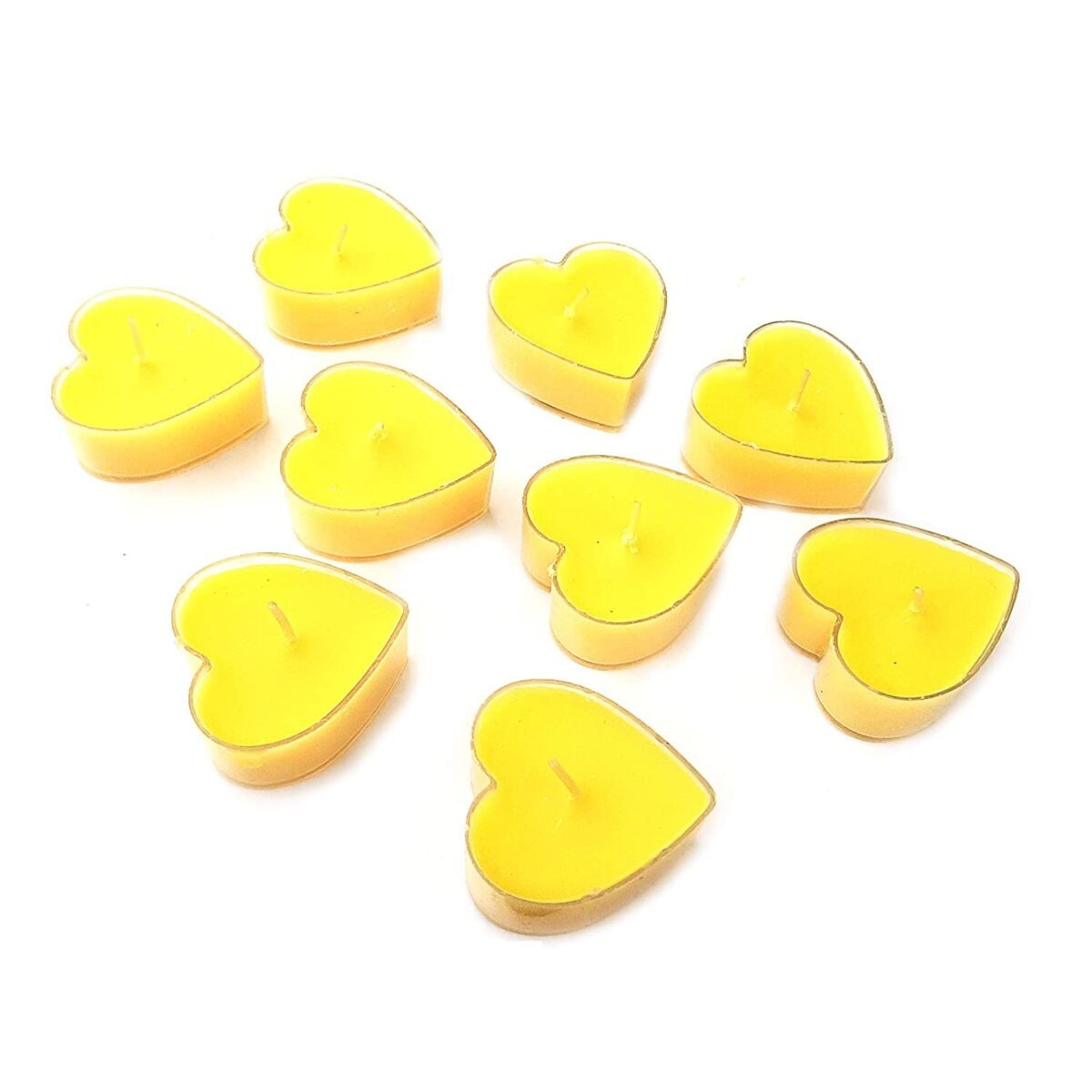 Set 9 Lumanari in Forma de Inima, Embo, pentru Ziua Indragostitilor, Aroma de Citrice, Ardere 3.5 h, din Parafina, 4 x 2 cm, Galben - imagine 6