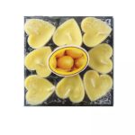 Set 9 Lumanari in Forma de Inima, Embo, pentru Ziua Indragostitilor, Aroma de Citrice, Ardere 3.5 h, din Parafina, 4 x 2 cm, Galben