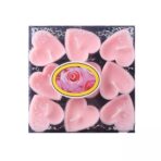 Set 9 Lumanari in Forma de Inima, Embo, pentru Ziua Indragostitilor, Aroma de Trandafiri, Ardere 3.5 h, din Parafina, 4 x 2 cm, Roz