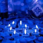 Set 9 Lumanari in Forma de Inima, Embo, pentru Ziua Indragostitilor, Aroma Tropicala, Ardere 3.5 h, din Parafina, 4 x 2 cm, Albastru - imagine 3