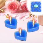 Set 9 Lumanari in Forma de Inima, Embo, pentru Ziua Indragostitilor, Aroma Tropicala, Ardere 3.5 h, din Parafina, 4 x 2 cm, Albastru - imagine 5