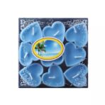 Set 9 Lumanari in Forma de Inima, Embo, pentru Ziua Indragostitilor, Aroma Tropicala, Ardere 3.5 h, din Parafina, 4 x 2 cm, Albastru