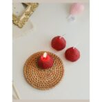 Set 9 Lumanari Parfumate, Embo, Model Capsunici, Ardere 30 min, 117g, 9.3 x 9.3 x 3.8 cm, Roz/Rosu - imagine 4