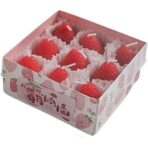 Set 9 Lumanari Parfumate, Embo, Model Capsunici, Ardere 30 min, 117g, 9.3 x 9.3 x 3.8 cm, Rosu