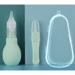 Set Aspirator Nazal pentru Copii, Embo, Manual, Anti-Reflux, cu Pompita, Usor de Curatat, Varf din Silicon, 11.2x4cm, Verde - imagine 3