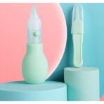 Set Aspirator Nazal pentru Copii, Embo, Manual, Anti-Reflux, cu Pompita, Usor de Curatat, Varf din Silicon, 11.2x4cm, Verde - imagine 4