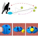 Set Badminton pentru Copii, Embo, Doua Palete, Fluturas, 2 Mingi, Minge cu Elastic pentru Antrenament, Suport de Prindere Stabil, 41x23 cm, Albastru Portocaliu - imagine 2