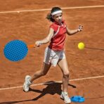 Set Badminton pentru Copii, Embo, Doua Palete, Fluturas, 2 Mingi, Minge cu Elastic pentru Antrenament, Suport de Prindere Stabil, 41x23 cm, Albastru Portocaliu - imagine 3