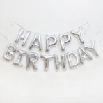 Set baloane folie Embo, Happy Birthday, 40 cm, argintiu - imagine 2