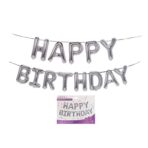Set baloane folie Embo, Happy Birthday, 40 cm, argintiu - imagine 4