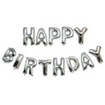 Set baloane folie Embo, Happy Birthday, 40 cm, argintiu