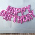 Set baloane folie Embo, Happy Birthday, 40 cm, roz - imagine 2