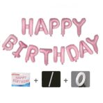Set baloane folie Embo, Happy Birthday, 40 cm, roz deschis - imagine 3