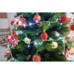 Set brad artificial de Craciun si elemente decorative, Decorat cu conuri de pin, pentru interior/exterior, inaltime 210 cm, diametru 114 cm, 1057 ramuri, Embo, verde, suport metalic inclus - imagine 5