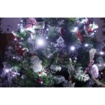 Set brad artificial de Craciun si elemente decorative, nins, decorat cu conuri pin, pentru perete/colt, inaltime 210 cm, diametru 149 cm, 1224 ramuri, Embo, verde, suport metalic inclus - imagine 4