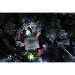 Set brad artificial de Craciun si elemente decorative, nins, decorat cu conuri pin, pentru perete/colt, inaltime 210 cm, diametru 149 cm, 1224 ramuri, Embo, verde, suport metalic inclus - imagine 5