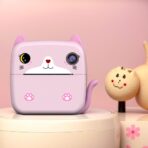 Set Camera Instantanee pentru Copii, Embo, Ecran HD 2.4'', 24MP, 720P Video, 1200 mAh, cu Functie de Printare Alb-Negru, cablu USB-C, Bluetooth, Compatibil iOS/Android, Imprimare APP, Model Kitty, Roz - imagine 12