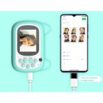 Set Camera Instantanee pentru Copii, Embo, Camera Selfie, Ecran HD 2.4'', 24MP, 1080P Video, 1200 mAh, cu Functie de Printare Alb-Negru, cablu USB-C, Bluetooth, Compatibil iOS/Android, Imprimare APP, Model Pisicia Emoji, Bleu - imagine 10