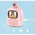 Set Camera Instantanee pentru Copii, Embo, Camera 180Â° Selfie, Ecran HD 2'', 24MP, 720P Video, 1200 mAh, cu Functie de Printare Alb-Negru, cablu USB-C, Bluetooth, Compatibil iOS/Android, Imprimare APP, Model Bunny, Roz - imagine 9
