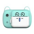 Set Camera Instantanee pentru Copii, Embo, Camera Selfie, Ecran HD 2.4'', 24MP, 1080P Video, 1200 mAh, cu Functie de Printare Alb-Negru, cablu USB-C, Bluetooth, Compatibil iOS/Android, Imprimare APP, Model Pisicia Emoji, Bleu