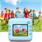 Set Camera Instantanee pentru Copii, Embo, Ecran HD 2.4'', 24MP, 720P Video, 1200 mAh, cu Functie de Printare Alb-Negru, cablu USB-C, Bluetooth, Compatibil iOS/Android, Imprimare APP, Model Iepure, Albastru - imagine 6