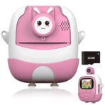 Set Camera Instantanee pentru Copii, Embo, Ecran HD 2.4'', 24MP, 720P Video, 1200 mAh, cu Functie de Printare Alb-Negru, cablu USB-C, Bluetooth, Compatibil iOS/Android, Imprimare APP, Model Iepure Emoji, Roz - imagine 11