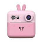 Set Camera Instantanee pentru Copii, Embo, Ecran HD 2.4'', 24MP, 720P Video, 1200 mAh, cu Functie de Printare Alb-Negru, cablu USB-C, Bluetooth, Compatibil iOS/Android, Imprimare APP, Model Iepure, Roz
