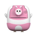 Set Camera Instantanee pentru Copii, Embo, Ecran HD 2.4'', 24MP, 720P Video, 1200 mAh, cu Functie de Printare Alb-Negru, cablu USB-C, Bluetooth, Compatibil iOS/Android, Imprimare APP, Model Iepure Emoji, Roz