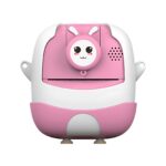 Set Camera Instantanee pentru Copii, Embo, Ecran HD 2.4'', 24MP, 720P Video, 1200 mAh, cu Functie de Printare Alb-Negru, cablu USB-C, Bluetooth, Compatibil iOS/Android, Imprimare APP, Model Iepure Emoji, Roz