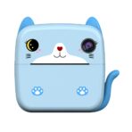 Set Camera Instantanee pentru Copii, Embo, Ecran HD 2.4'', 24MP, 720P Video, 1200 mAh, cu Functie de Printare Alb-Negru, cablu USB-C, Bluetooth, Compatibil iOS/Android, Imprimare APP, Model Kitty, Albastru