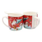 Set cana ceramica cu lingurita Embo, 200 ml, tematica Mos Craciun, rosu - imagine 3